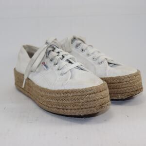 Superga 2790 Platform Espadrille Sneakers White Canvas Size 8.5 US Women